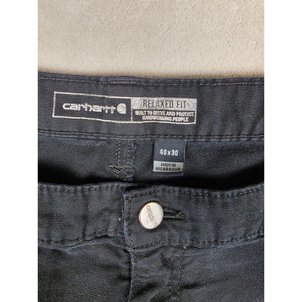 Carhartt Rugged Flex Relaxed Canvas Work Pants Mens 40x30 Black BN2291 Utility - Picture 3 of 11